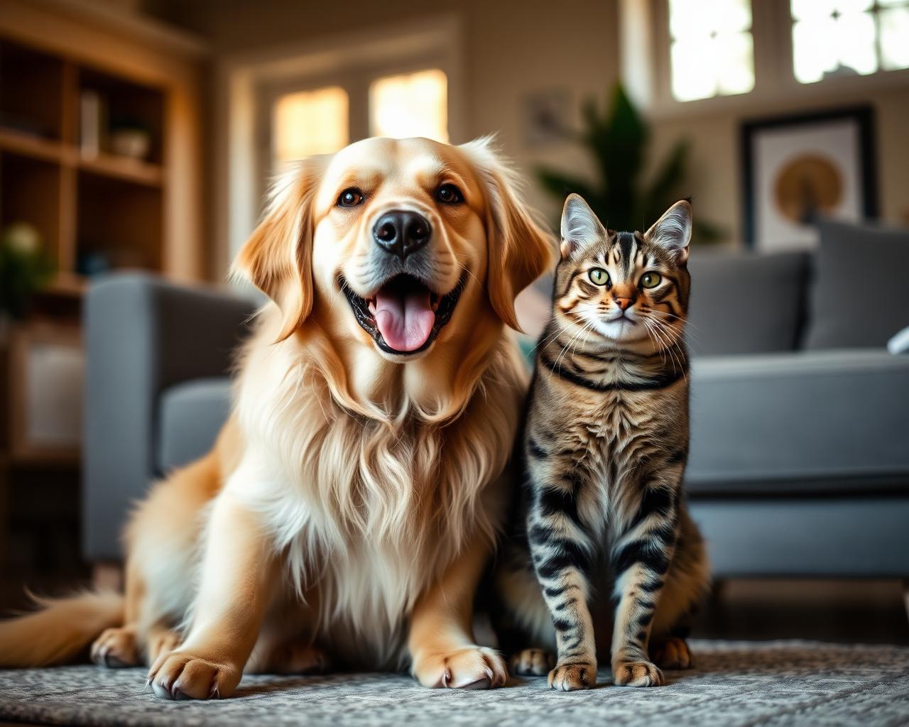Happy dog and cat together